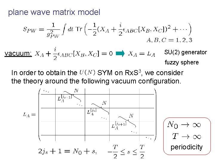 plane wave matrix model vacuum: SU(2) generator fuzzy sphere In order to obtain the