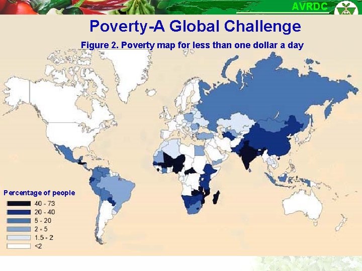 AVRDC The World Vegetable Center Poverty-A Global Challenge Figure 2. Poverty map for less