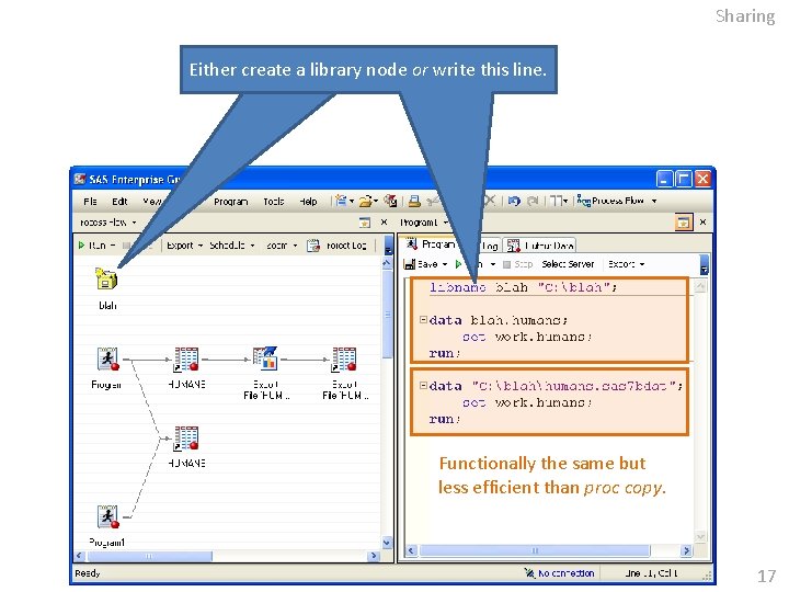 Sharing Either create a library node or write this line. Functionally the same but