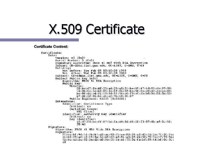 X. 509 Certificate 