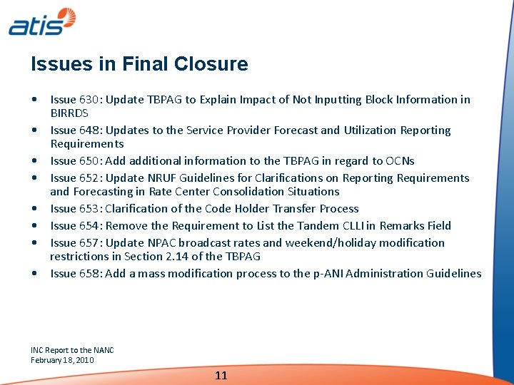 Issues in Final Closure • Issue 630: Update TBPAG to Explain Impact of Not