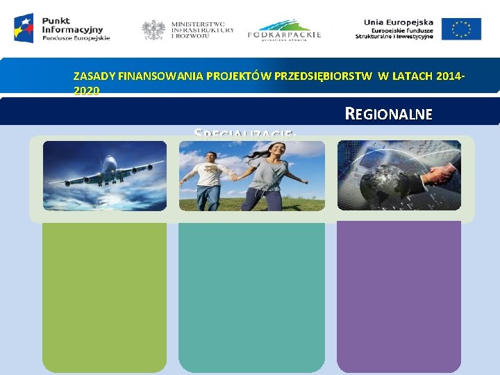 ZASADY FINANSOWANIA PROJEKTÓW PRZEDSIĘBIORSTW W LATACH 20142020 SPECJALIZACJE: REGIONALNE 