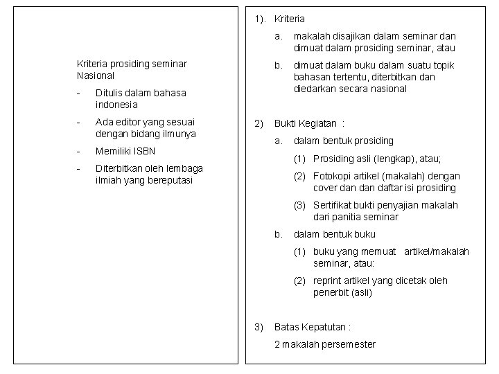 1). Kriteria prosiding seminar Nasional - Ditulis dalam bahasa indonesia - Ada editor yang