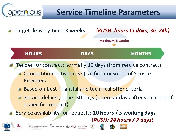 Service Timeline Parameters Target delivery time: 8 weeks (RUSH: hours to days, 3 h,