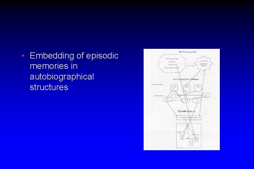  • Embedding of episodic memories in autobiographical structures 