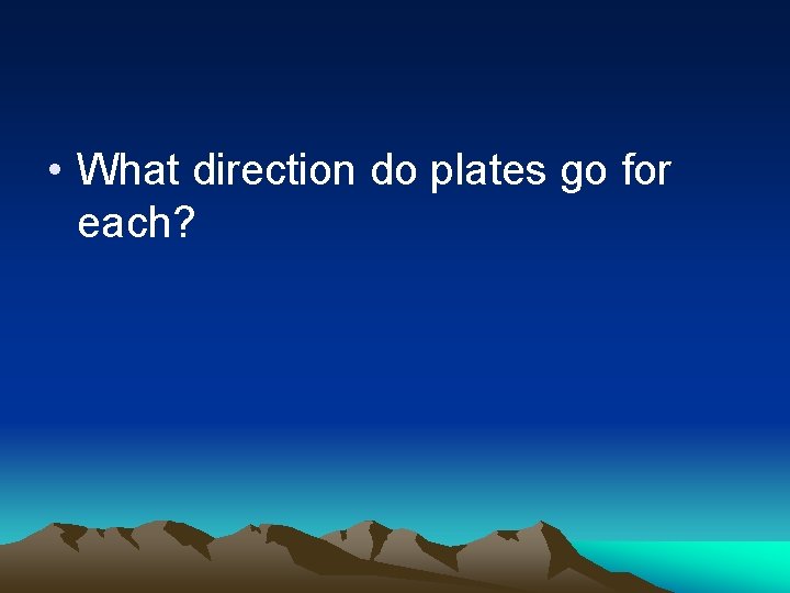  • What direction do plates go for each? 