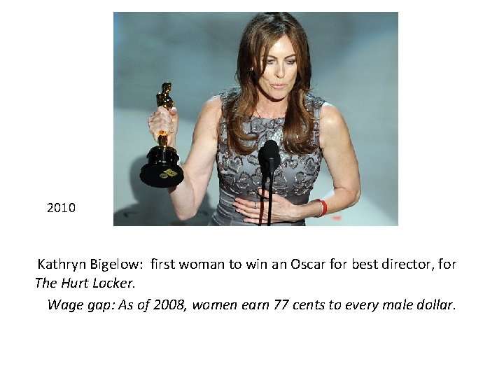 2010 Kathryn Bigelow: first woman to win an Oscar for best director, for The