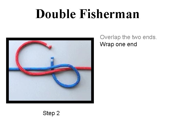 Double Fisherman Overlap the two ends. Wrap one end Step 2 