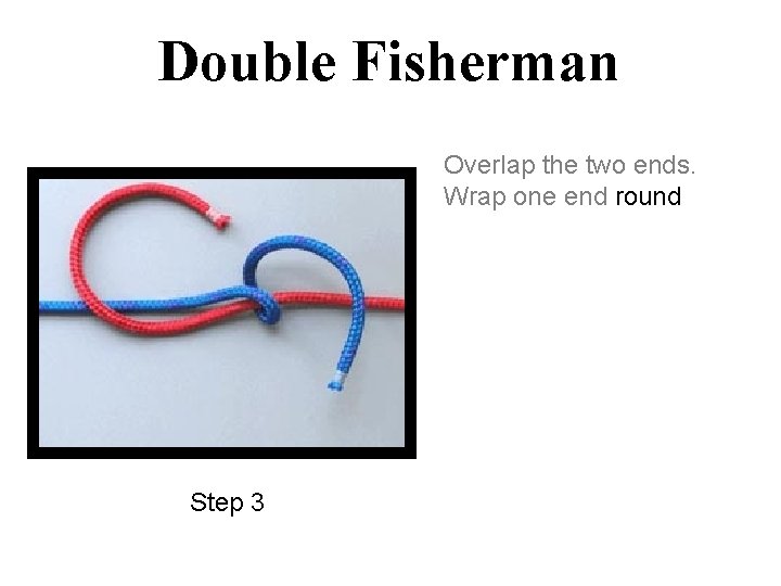 Double Fisherman Overlap the two ends. Wrap one end round Step 3 