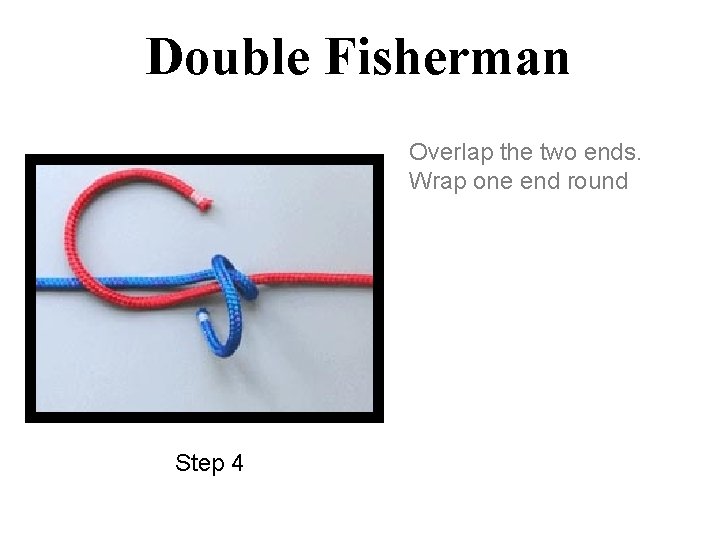 Double Fisherman Overlap the two ends. Wrap one end round Step 4 