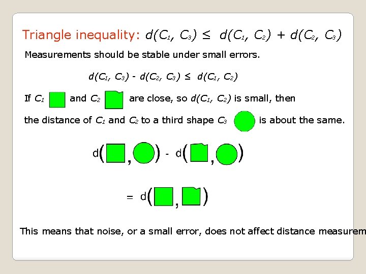 Triangle inequality: d(C 1, C 3) ≤ d(C 1, C 2) + d(C 2,