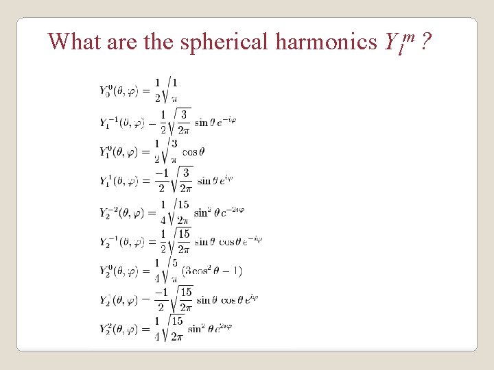 What are the spherical harmonics Ylm ? 