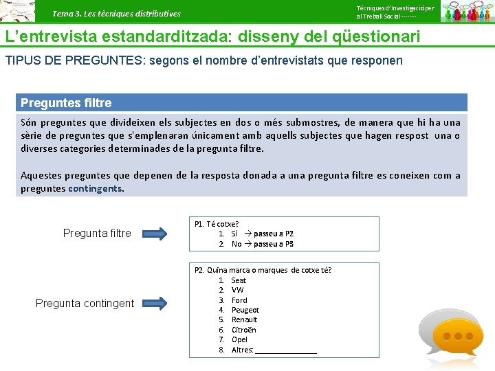 Tècniques d’Investigació per al Treball Social ------- Tema 3. Les tècniques distributives L’entrevista estandarditzada: