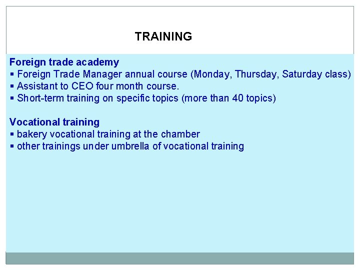 TRAINING Foreign trade academy § Foreign Trade Manager annual course (Monday, Thursday, Saturday class)