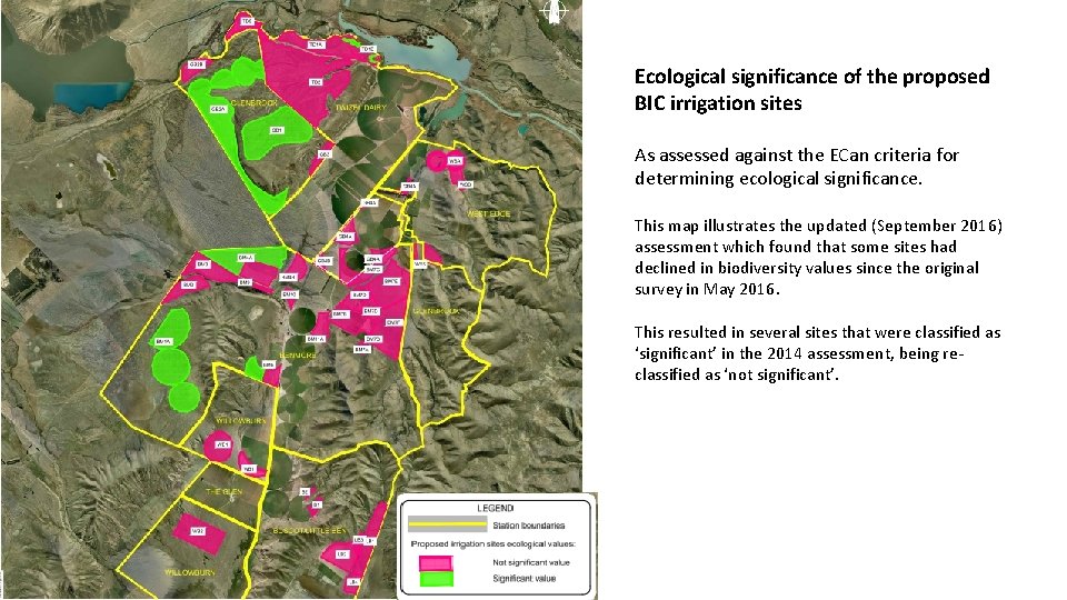 Ecological significance of the proposed BIC irrigation sites As assessed against the ECan criteria