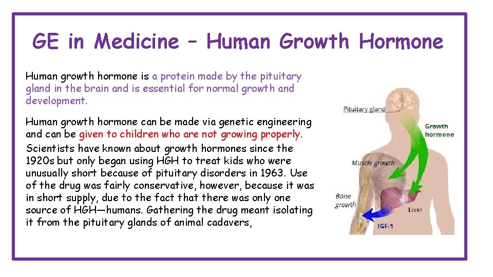 GE in Medicine – Human Growth Hormone Human growth hormone is a protein made