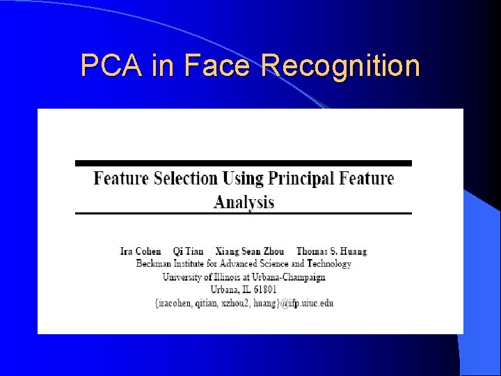 PCA in Face Recognition 