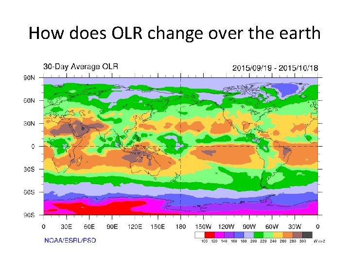 How does OLR change over the earth 