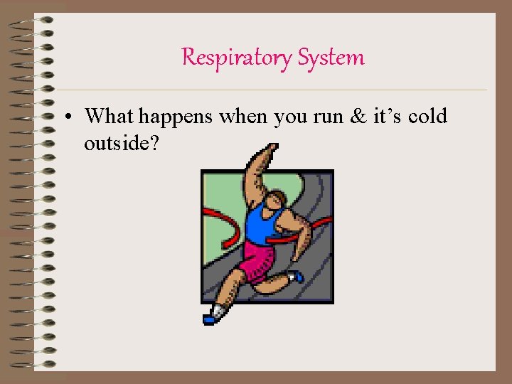 Respiratory System • What happens when you run & it’s cold outside? 