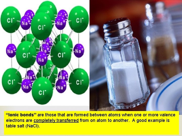 “Ionic bonds” are those that are formed between atoms when one or more valence