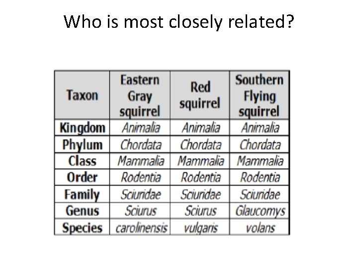 Who is most closely related? 