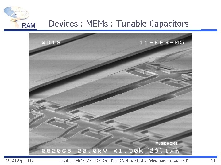 Devices : MEMs : Tunable Capacitors 19 -20 Sep 2005 Hunt for Molecules. Rx