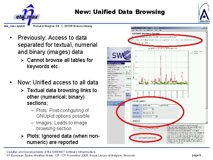 New: Unified Data Browsing eta_max space Richard-Wagner-Str. 1, 38106 Braunschweig • Previously: Access to