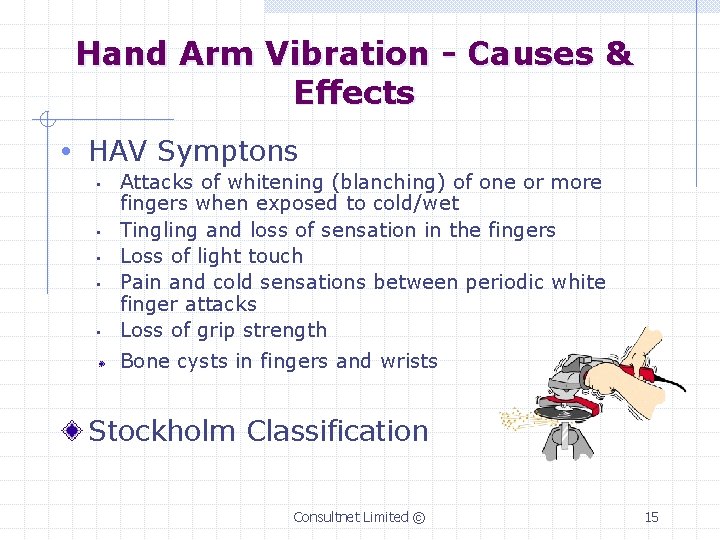 Hand Arm Vibration - Causes & Effects • HAV Symptons • • • Attacks