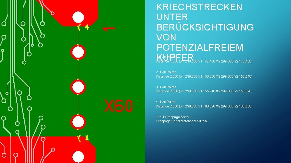 KRIECHSTRECKEN UNTER BERÜCKSICHTIGUNG VON POTENZIALFREIEM KUPFER 1. Two Points Distance 1. 060 (X 1