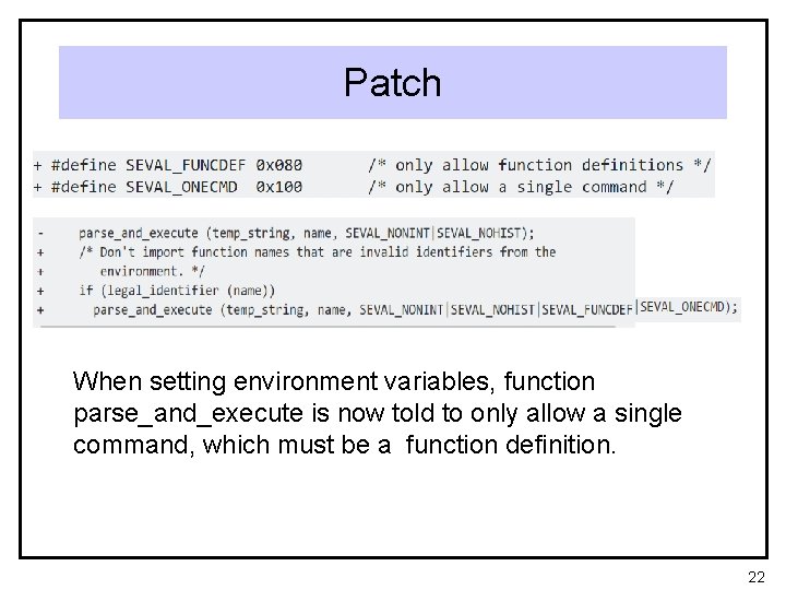 Patch When setting environment variables, function parse_and_execute is now told to only allow a