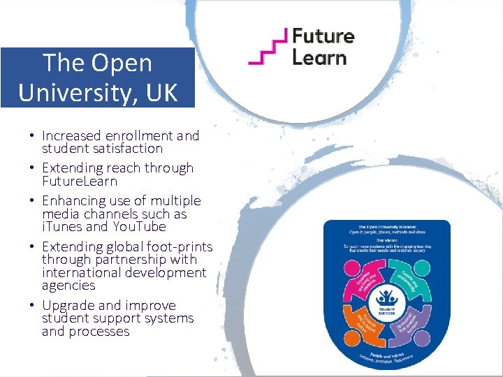 The Open University, UK • Increased enrollment and student satisfaction • Extending reach through