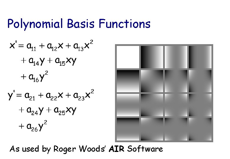 Polynomial Basis Functions As used by Roger Woods’ AIR Software 