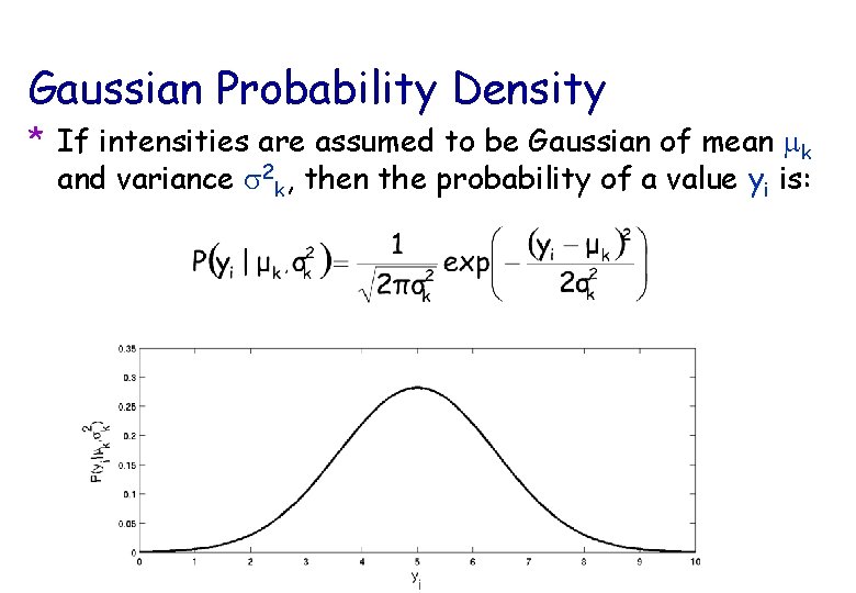 Gaussian Probability Density * If intensities are assumed to be Gaussian of mean mk