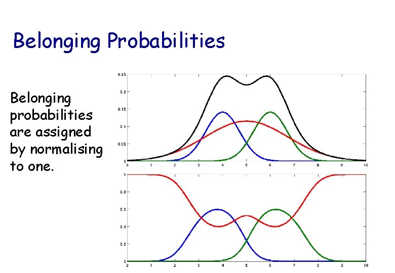 Belonging Probabilities Belonging probabilities are assigned by normalising to one. 