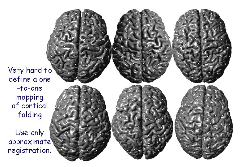 Very hard to define a one -to-one mapping of cortical folding Use only approximate