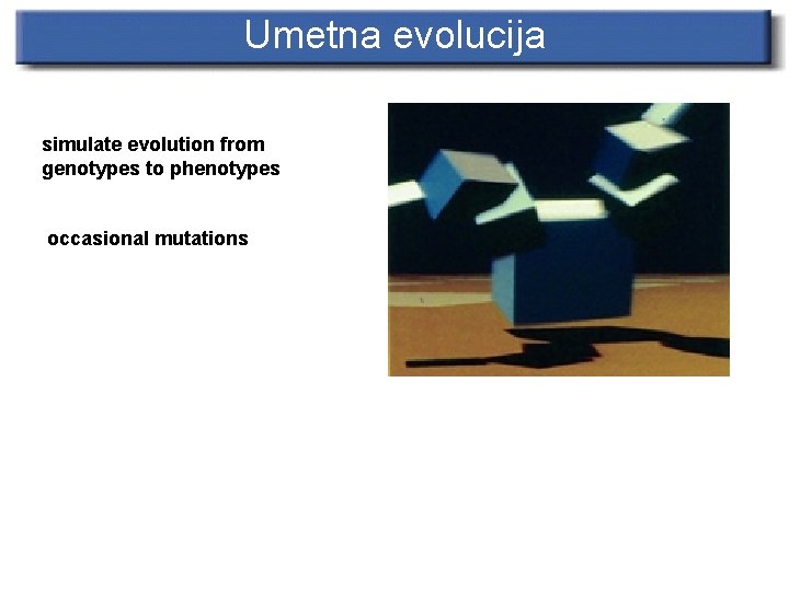 Umetna evolucija simulate evolution from genotypes to phenotypes occasional mutations 