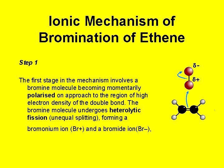Ionic Mechanism of Bromination of Ethene Step 1 The first stage in the mechanism