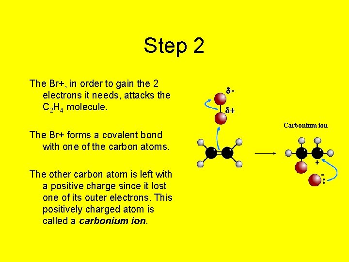 Step 2 The Br+, in order to gain the 2 electrons it needs, attacks