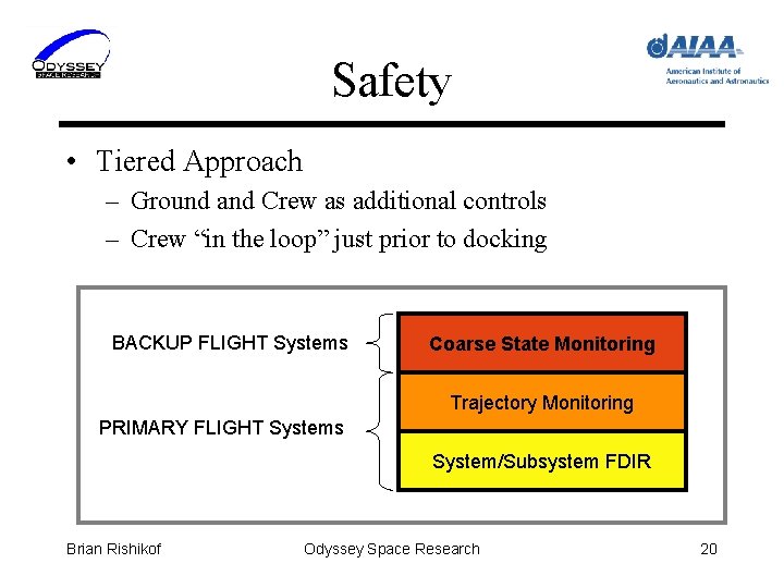 Safety • Tiered Approach – Ground and Crew as additional controls – Crew “in