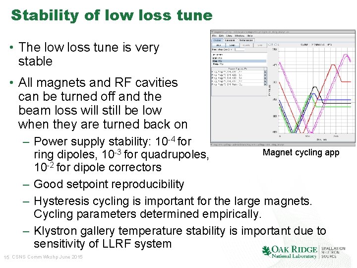 Stability of low loss tune • The low loss tune is very stable •