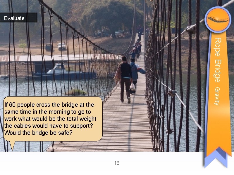 Evaluate Rope Bridge Gravity If 60 people cross the bridge at the same time Evaluate Rope Bridge Gravity If 60 people cross the bridge at the same time