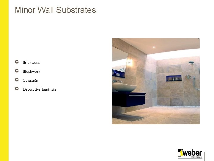 Minor Wall Substrates Brickwork Blockwork Concrete Decorative laminate 