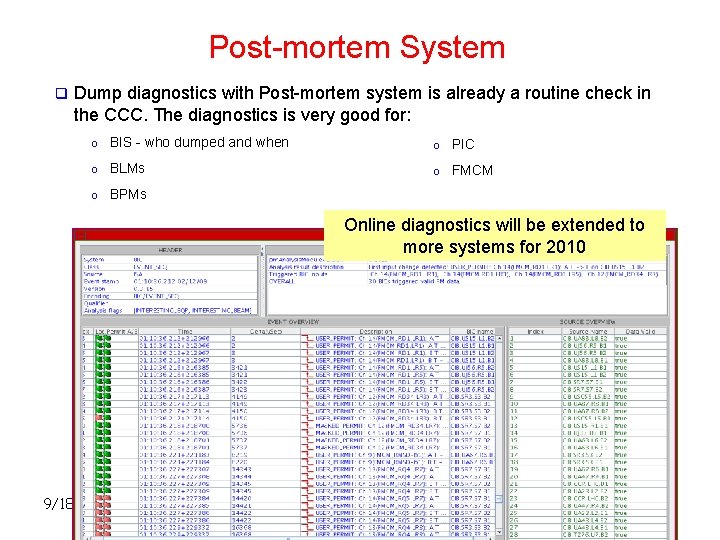 Post-mortem System q Dump diagnostics with Post-mortem system is already a routine check in