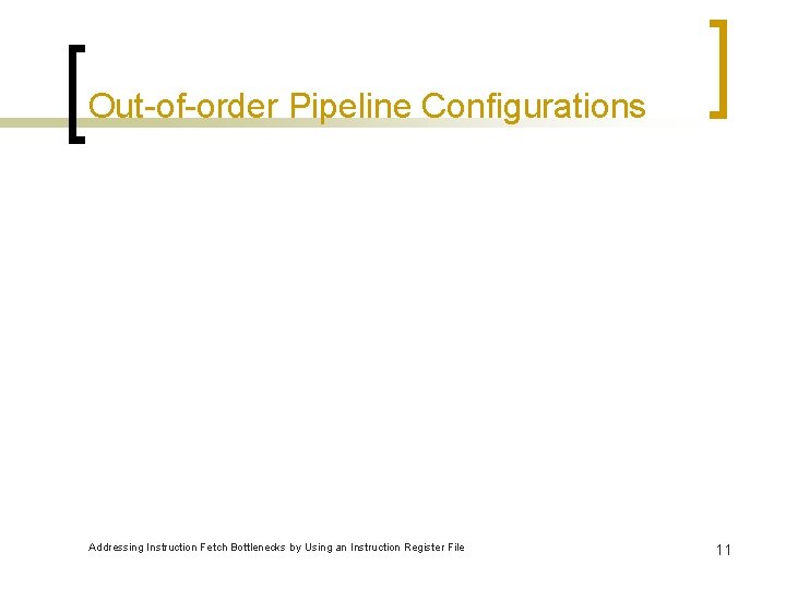 Out-of-order Pipeline Configurations Addressing Instruction Fetch Bottlenecks by Using an Instruction Register File 11