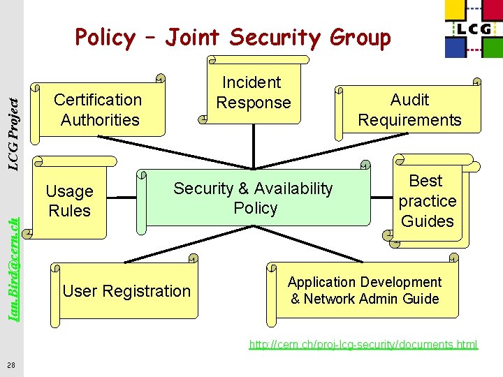 Ian. Bird@cern. ch LCG Project Policy – Joint Security Group Incident Response Certification Authorities