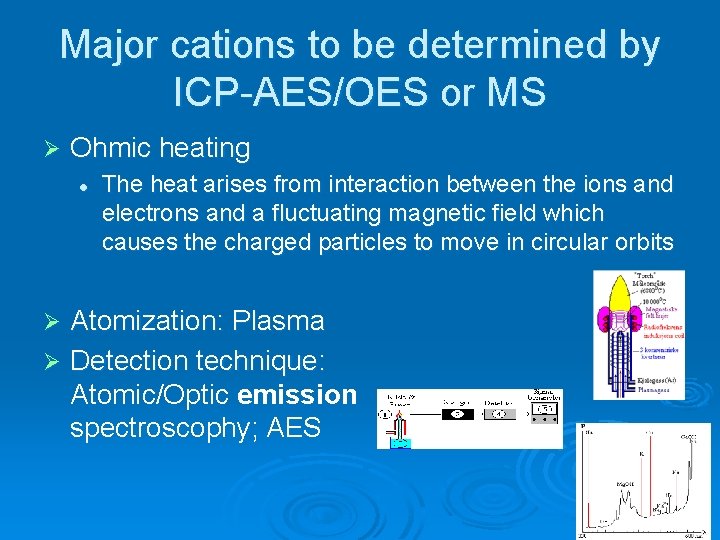 Major cations to be determined by ICP-AES/OES or MS Ø Ohmic heating The heat