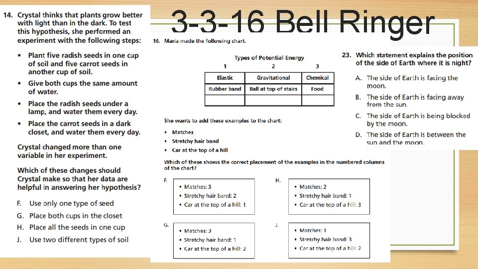 3 -3 -16 Bell Ringer 