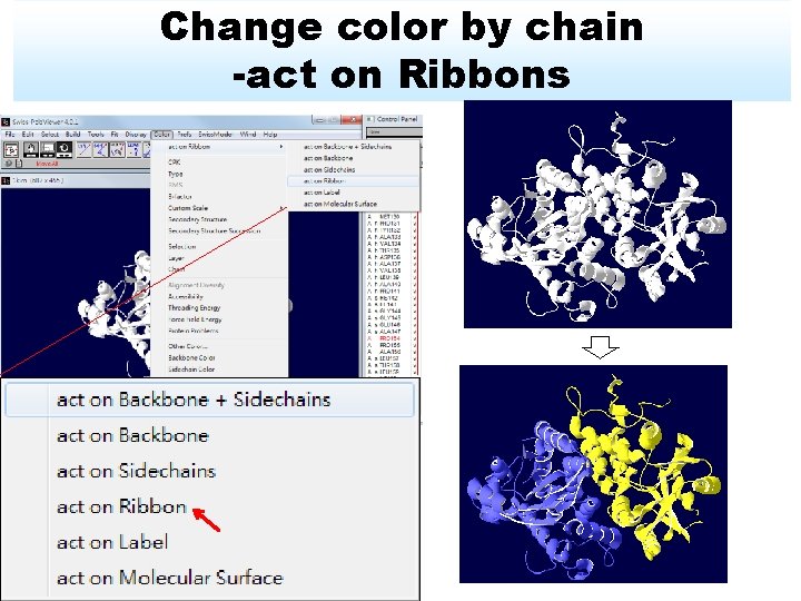 Change color by chain -act on Ribbons 