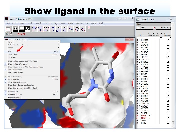 Show ligand in the surface 