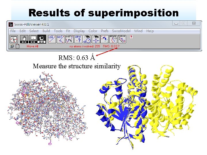 Results of superimposition RMS: 0. 63 Ǻ Measure the structure similarity 
